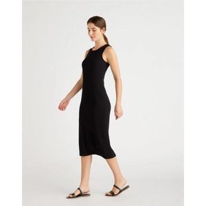 Tencel Rib Knit Sleeveless Dress Small Black